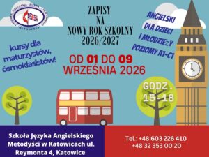 Nowy rok szkolny rozpoczynamy 14 września.
Przypominamy o wpłacie zaliczki do końca sierpnia dla uczniów kontynuujących naukę.